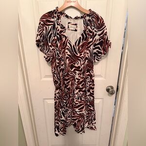 Anthropologie Red and Black Swirl Midi Dress